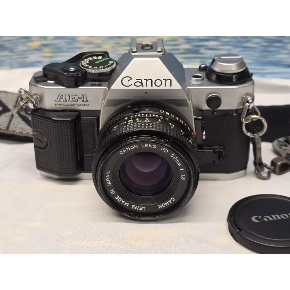 Canon AE-1 35mm SLR Film Camera with Canon 50mm f/1.8 FD Lens - NICE- With Strap